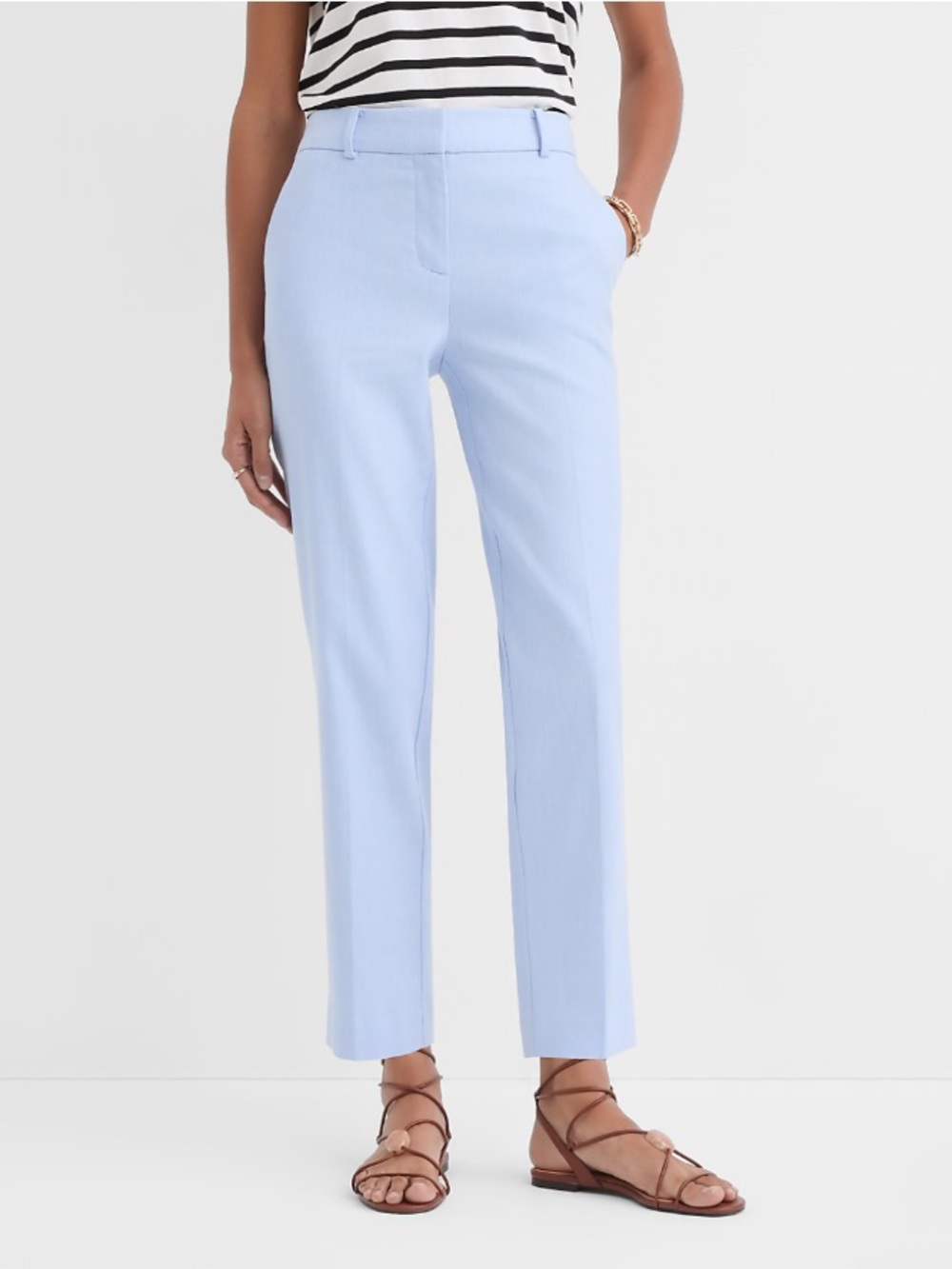 Ann Taylor Stretch Twill High Rise Straight Ankle Trouser Pant Career Blue 10